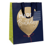 Glick Luxury Gift Bag, Birthday Balloons Large Gift Bag, Celebration Gift Bag, Happy Birthday Balloons Gift Bag Blue and Gold, Gift Wrap Bag, 260x315x135mm, Multi-Colour, GIFT BAG - LARGE